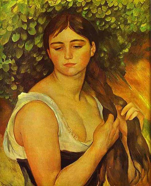 Pierre Auguste Renoir Girl Braiding Her Hair Sweden oil painting art